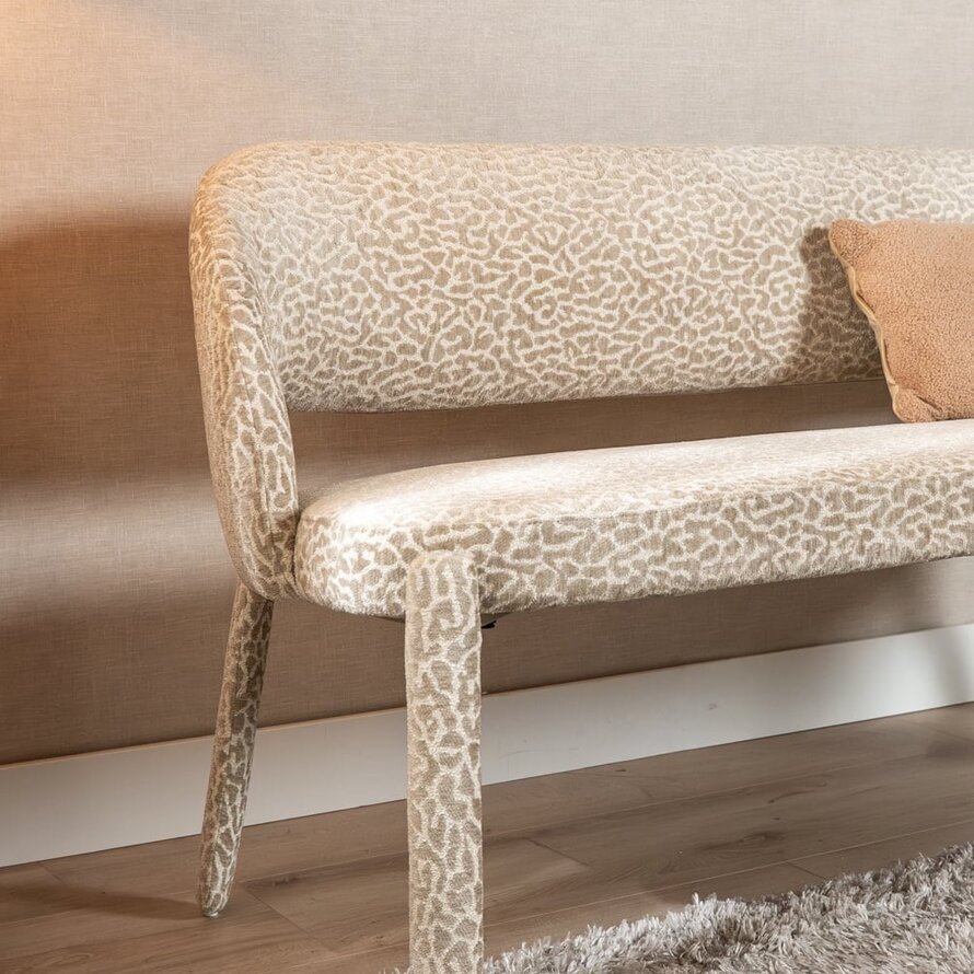 Eetkamerbank Leo taupe leopard 160 cm