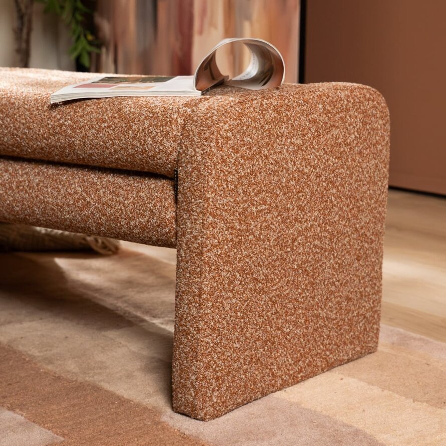 Eetkamerbank Neil bouclé terracotta 100 cm