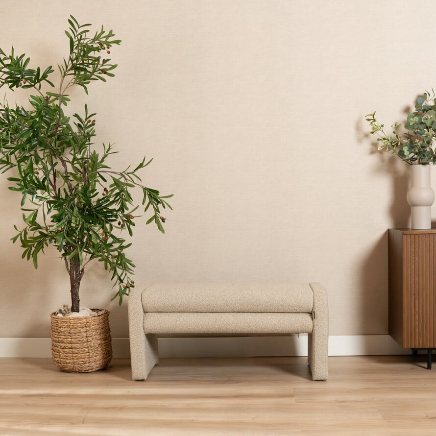 Eetkamerbank Neil bouclé taupe 100 cm