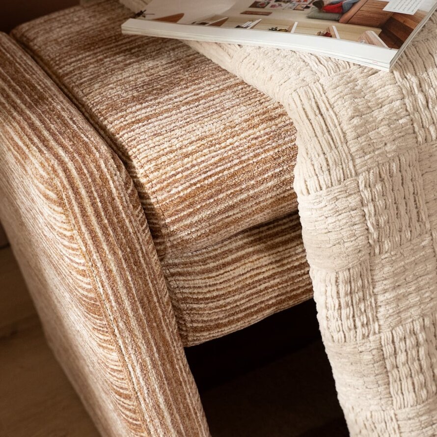 Eetkamerbank Ravi chenille beige/pink 160 cm