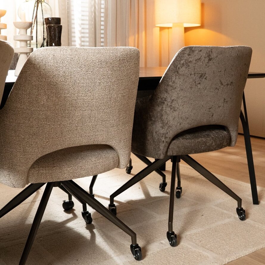 Stoel met wieltjes Mexx velvet bruin