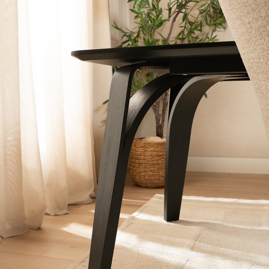 Eettafel Flint zwart 180 x 90 cm