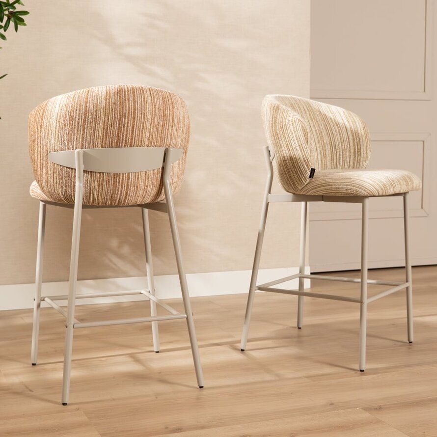 Barkruk Milo chenille beige/taupe 70 cm