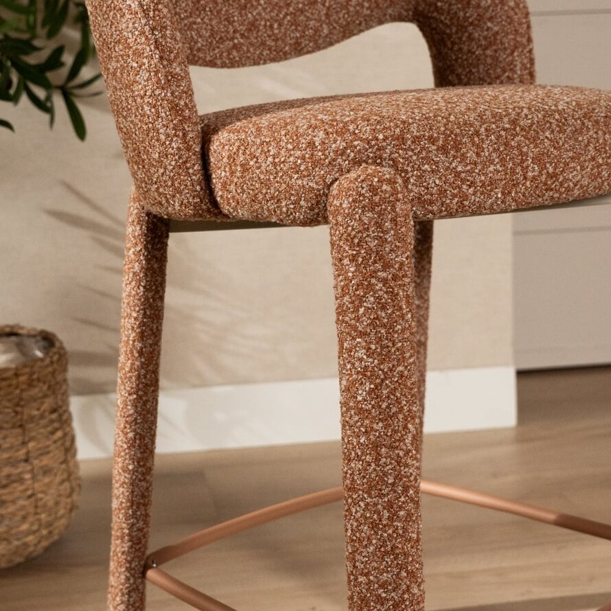 Barkruk June bouclé terracotta 70 cm