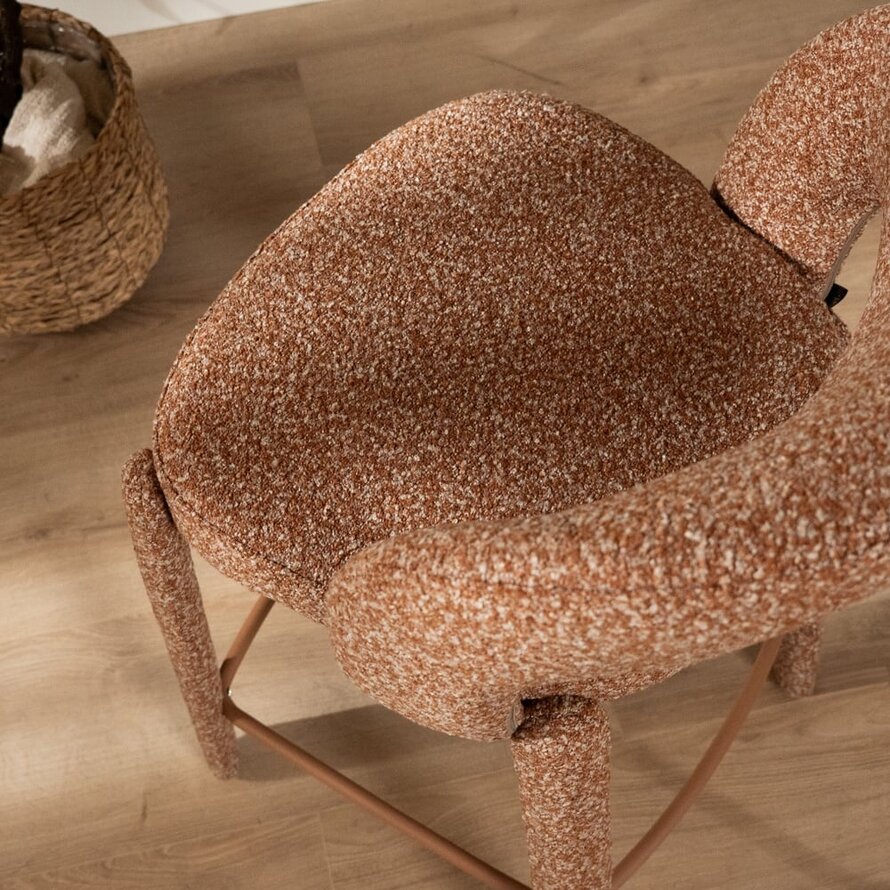 Barkruk June bouclé terracotta 70 cm