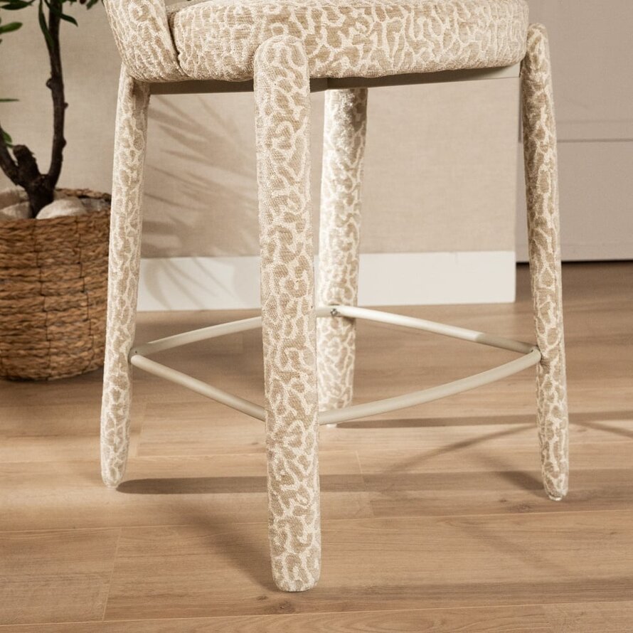 Barkruk Leo taupe leopard 70 cm