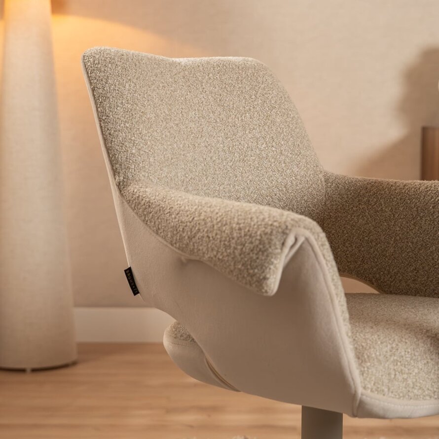 Stoel Jules draaibaar taupe bouclé