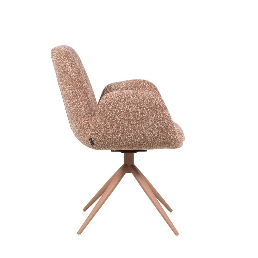 Stoel Alex draaibaar bouclé terracotta