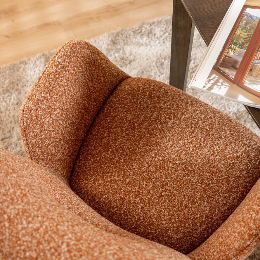 Stoel Alex draaibaar bouclé terracotta