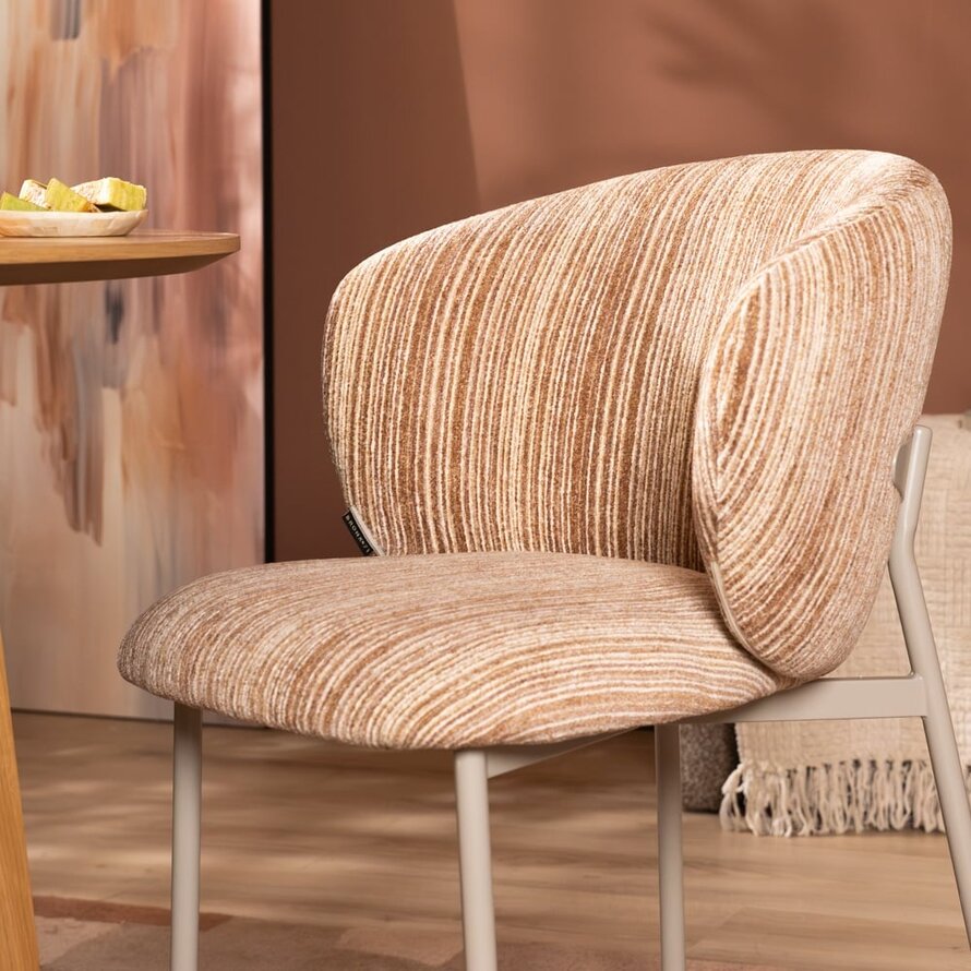 Stoel Milo chenille beige/pink
