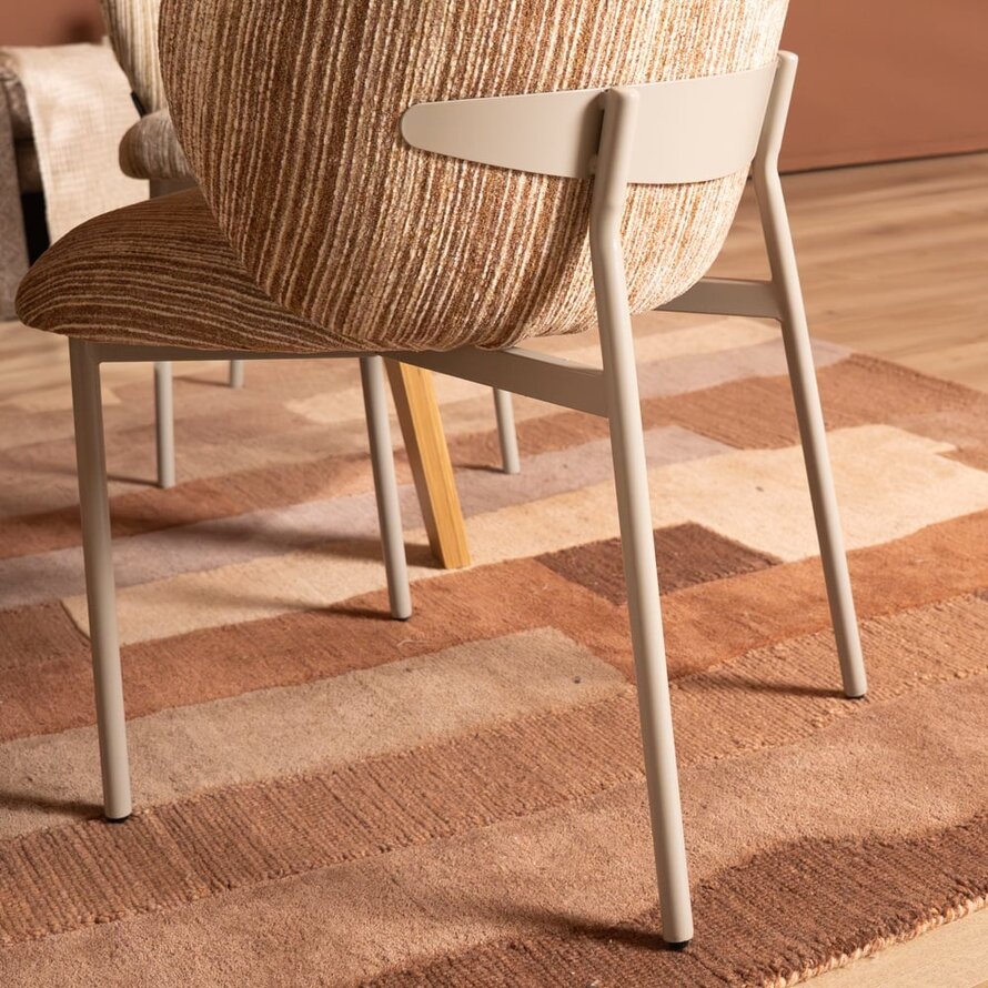 Stoel Milo chenille beige/pink