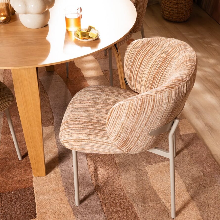Stoel Milo chenille beige/pink