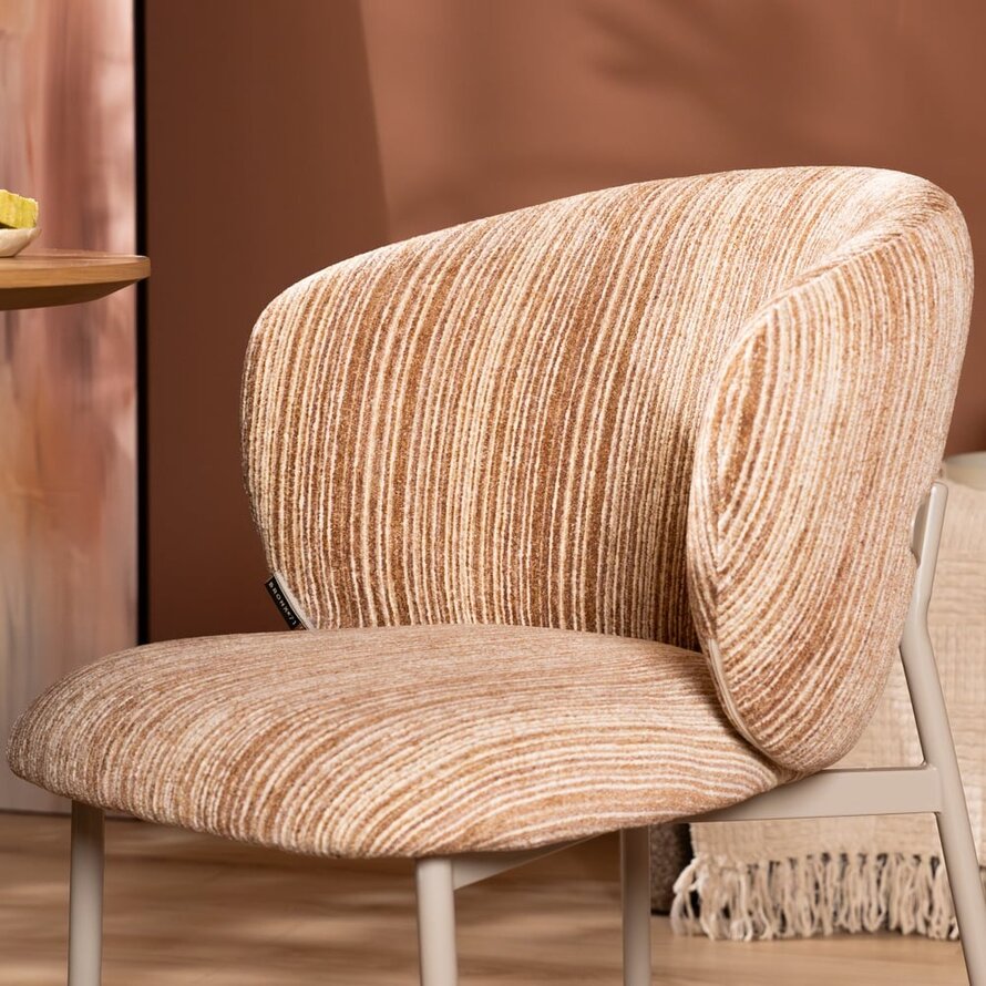 Stoel Milo chenille beige/pink