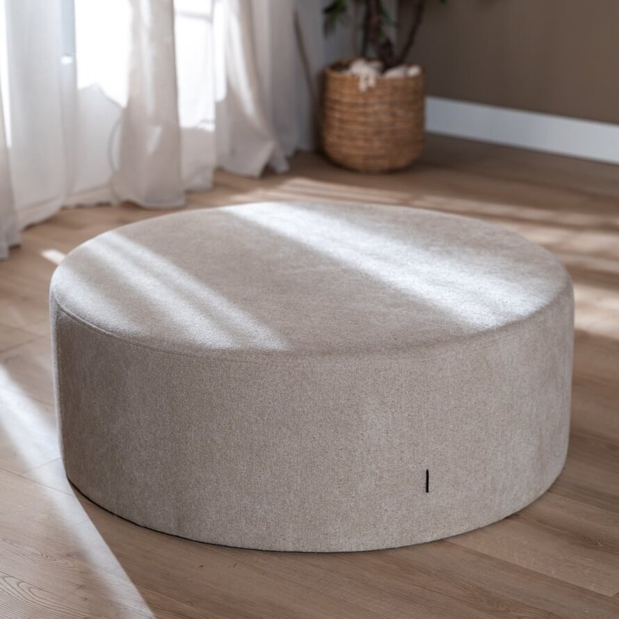 Poef Blair rond chenille beige ø100 cm