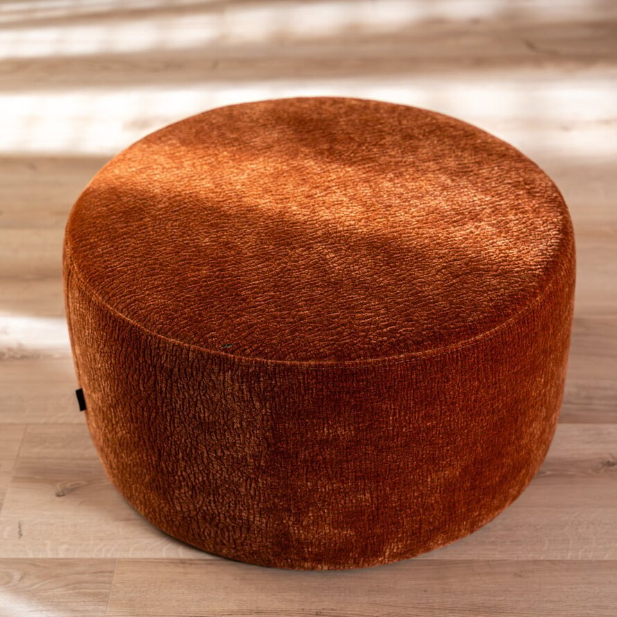Poef Chloe rond chenille terracotta ø70 cm