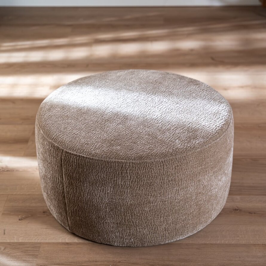 Poef Chloe rond chenille taupe ø70 cm