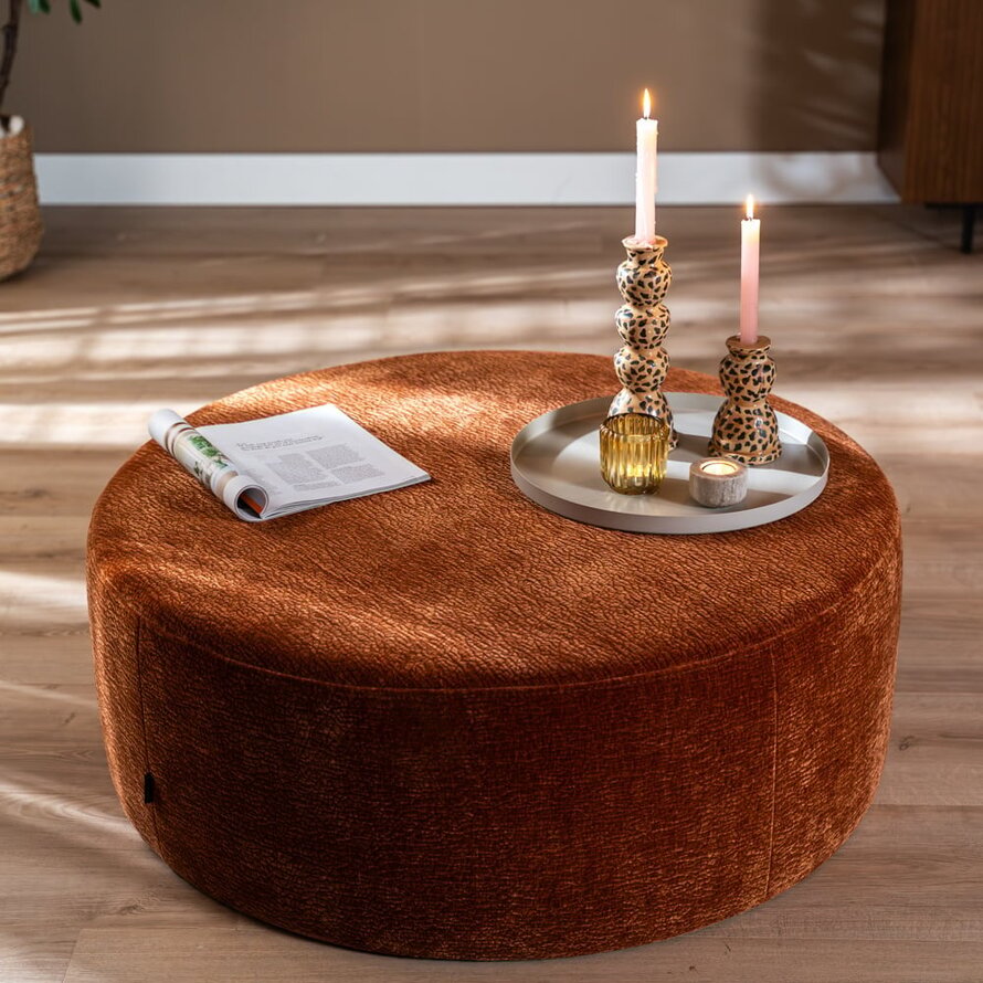 Poef Chloe rond chenille terracotta ø100 cm