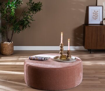 Bronx71 Poef Chloe rond chenille roze ø100 cm