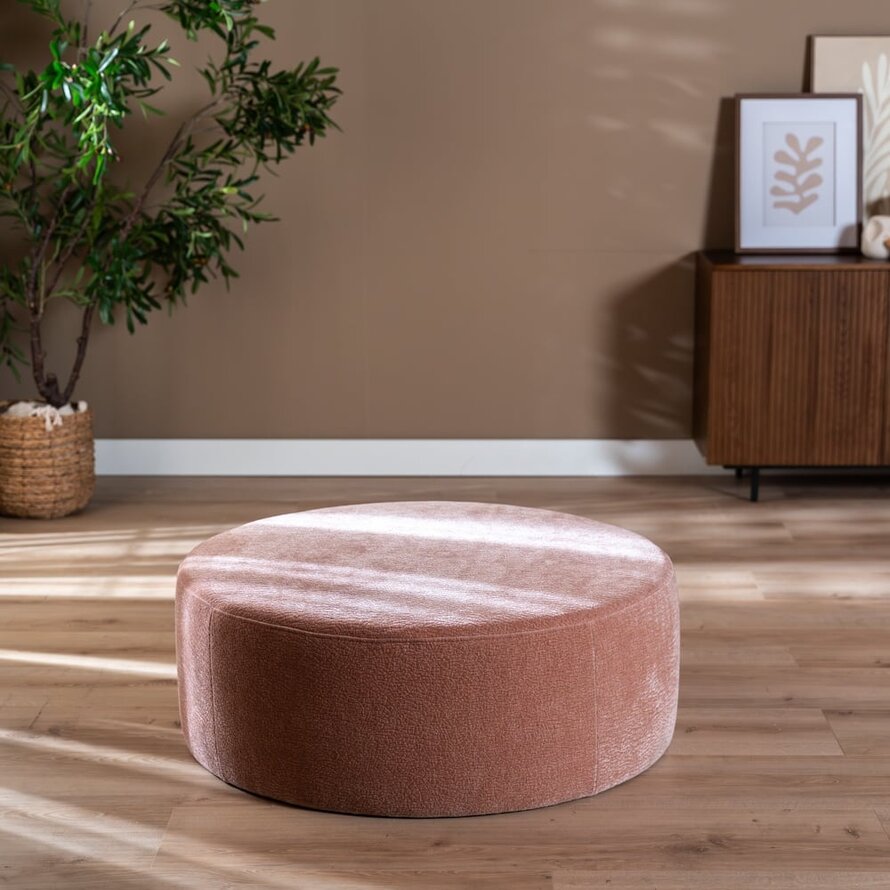 Poef Chloe rond chenille roze ø100 cm