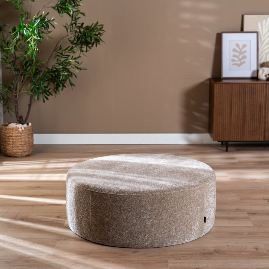 Poef Chloe rond chenille taupe ø100 cm