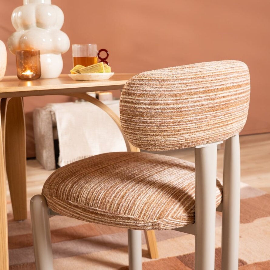 Stoel Bolt chenille beige/pink
