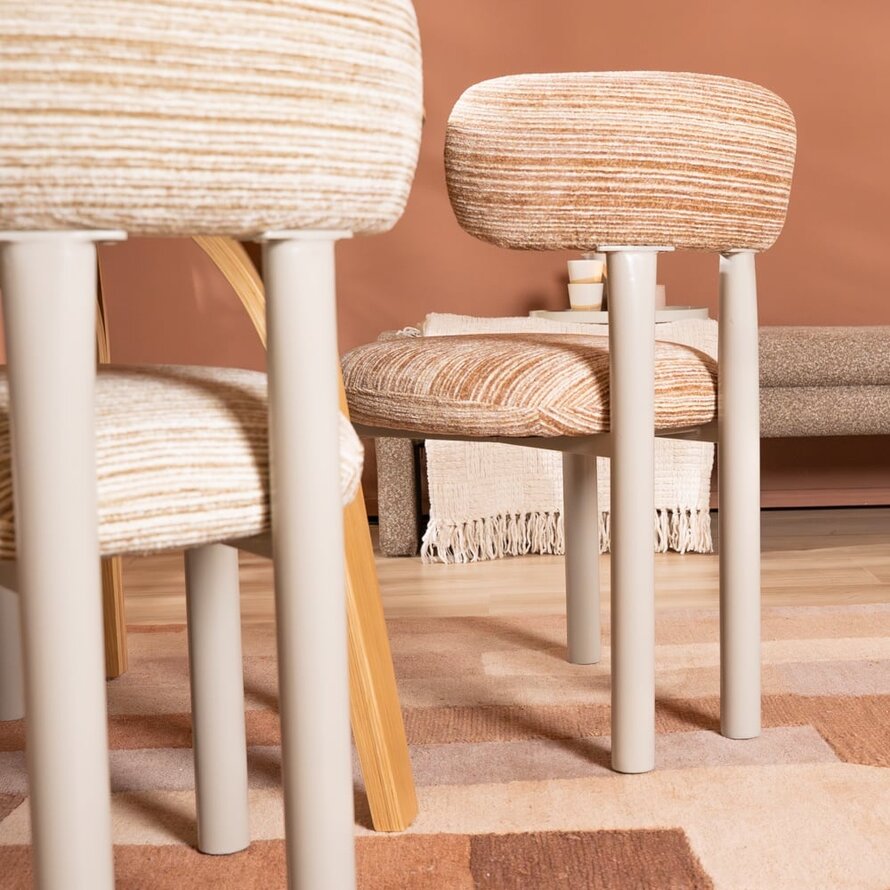 Stoel Bolt chenille beige/pink