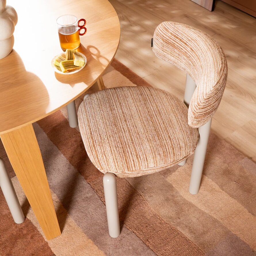 Stoel Bolt chenille beige/pink