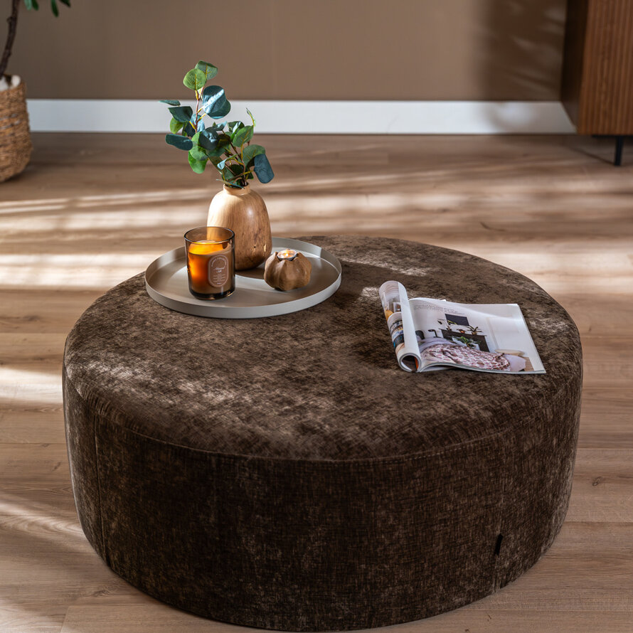 Poef Elle rond chenille mocha ø100 cm