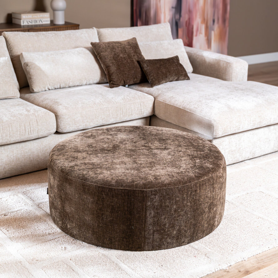 Poef Elle rond chenille mocha ø100 cm