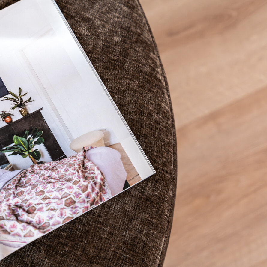 Poef Elle rond chenille mocha ø100 cm