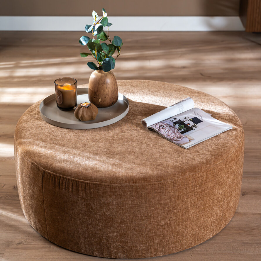 Poef Elle rond chenille peach ø100 cm