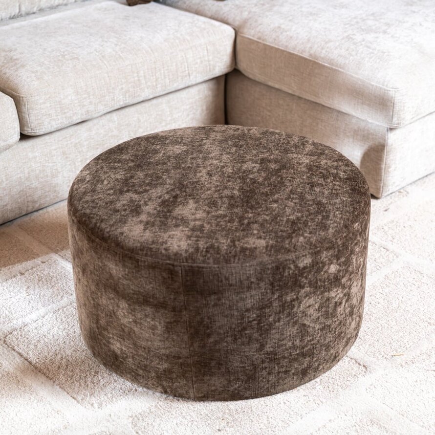 Poef Elle rond chenille mocha ø70 cm