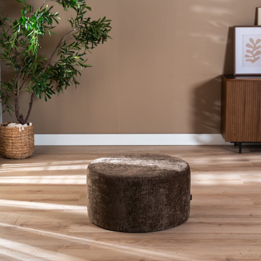 Poef Elle rond chenille mocha ø70 cm
