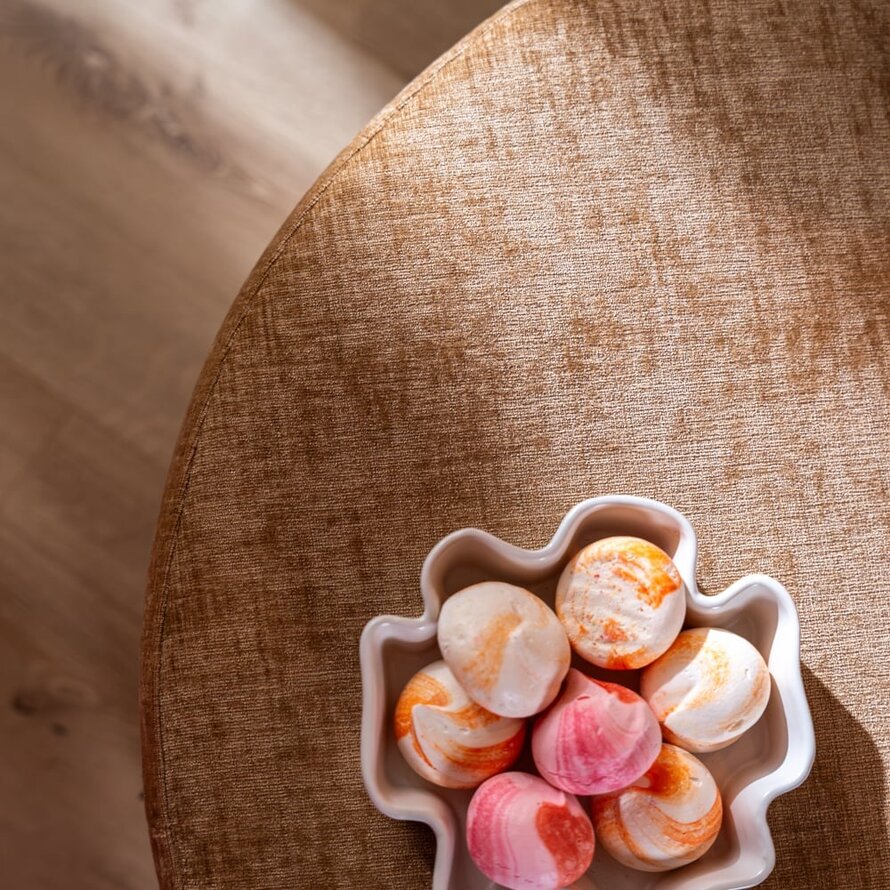 Poef Elle rond chenille peach ø70 cm