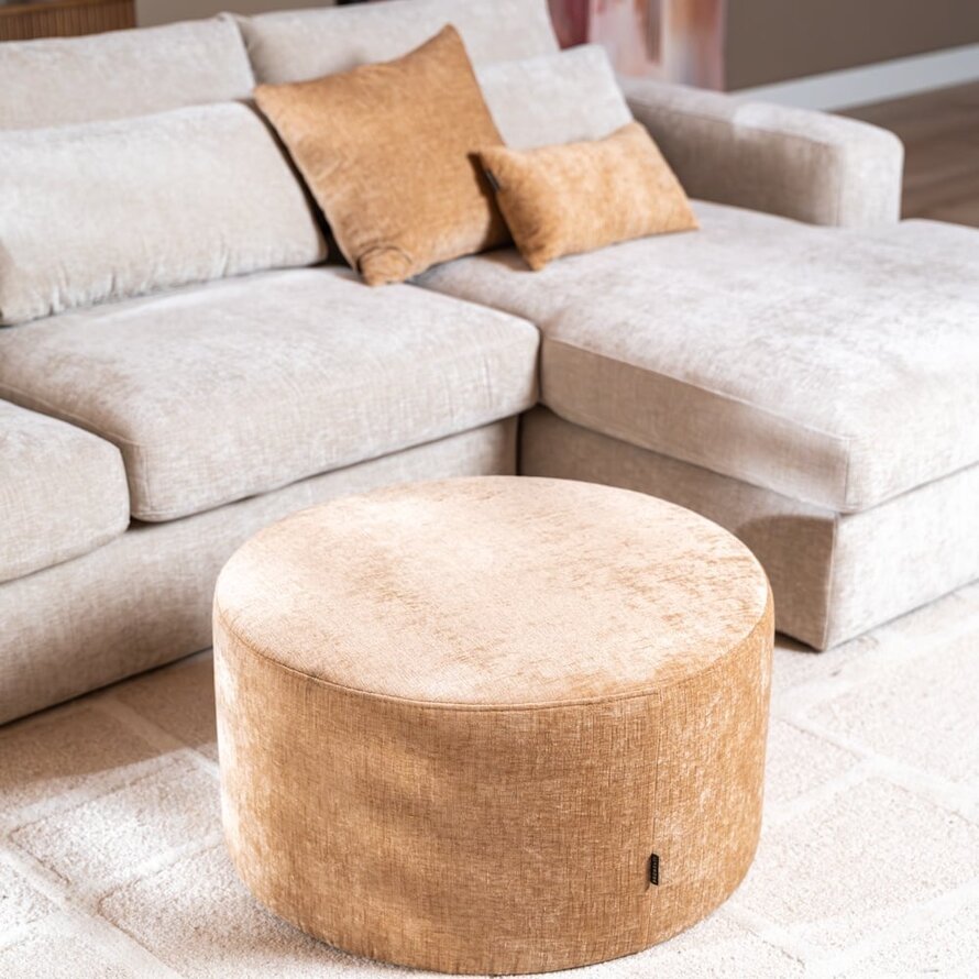 Poef Elle rond chenille peach ø70 cm