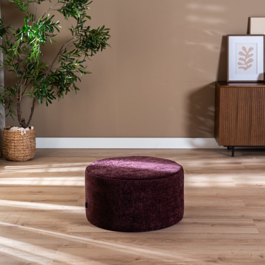 Poef Elle rond chenille paars ø70 cm