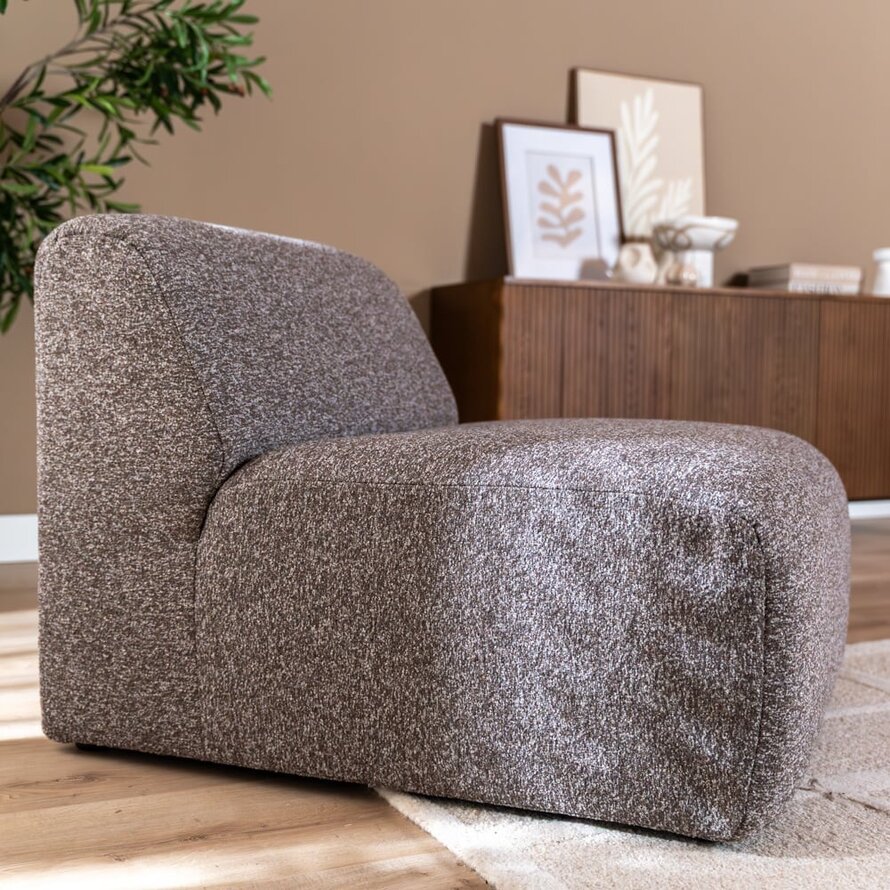 Fauteuil Maine bouclé bruin/grijs