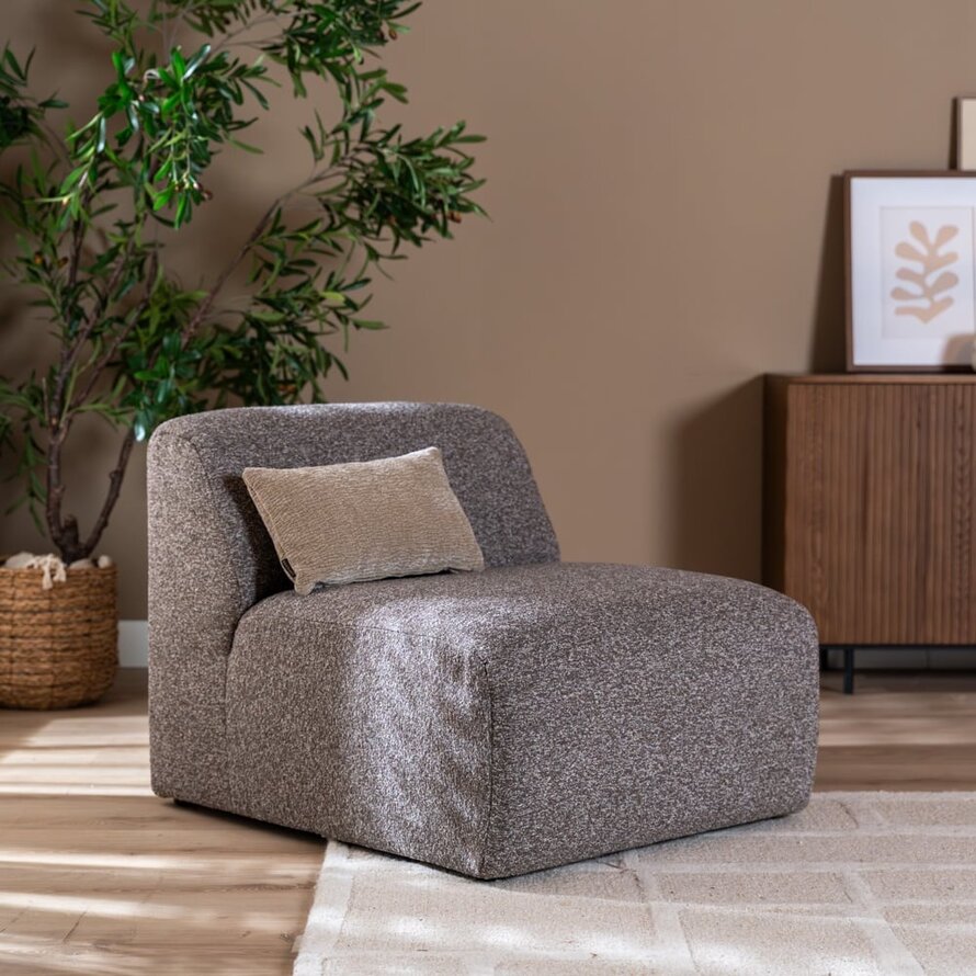 Fauteuil Maine bouclé bruin/grijs