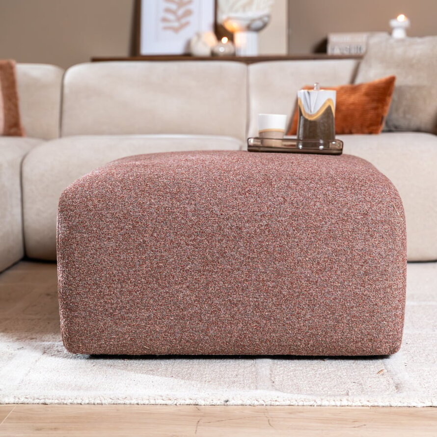 Hocker Maine bouclé stof rood/roze