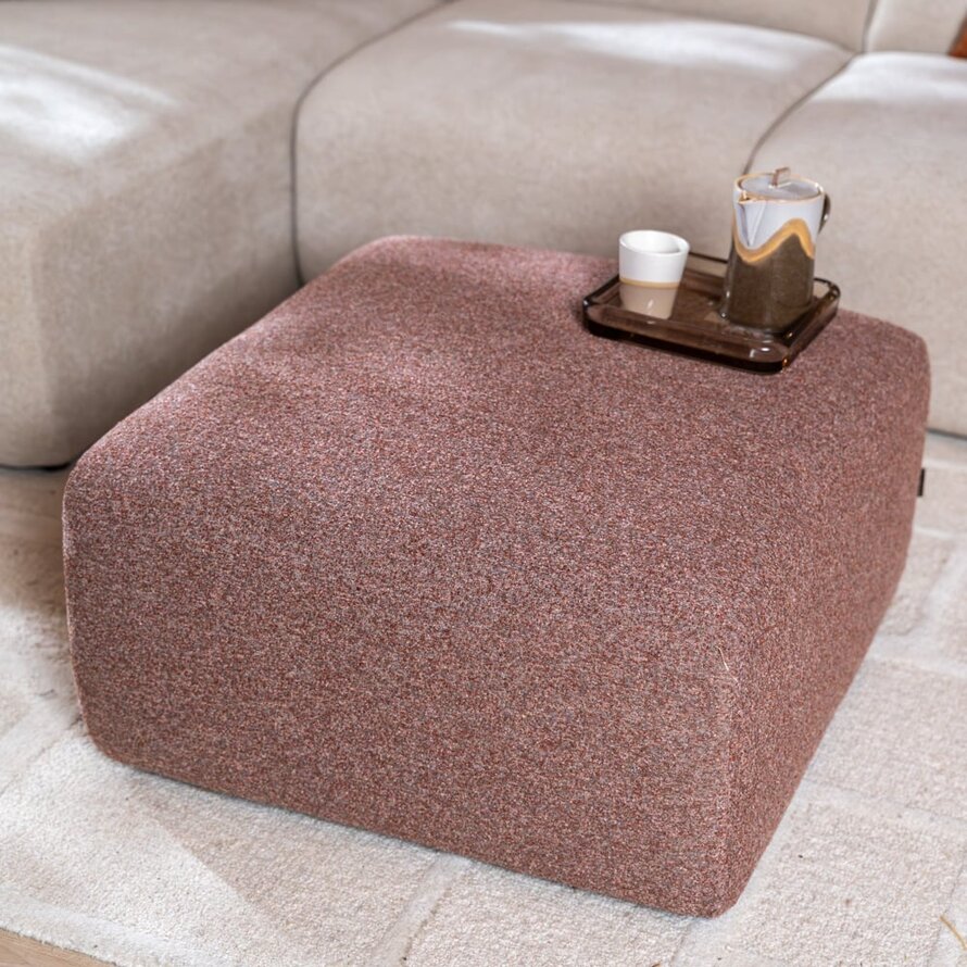 Hocker Maine bouclé stof rood/roze