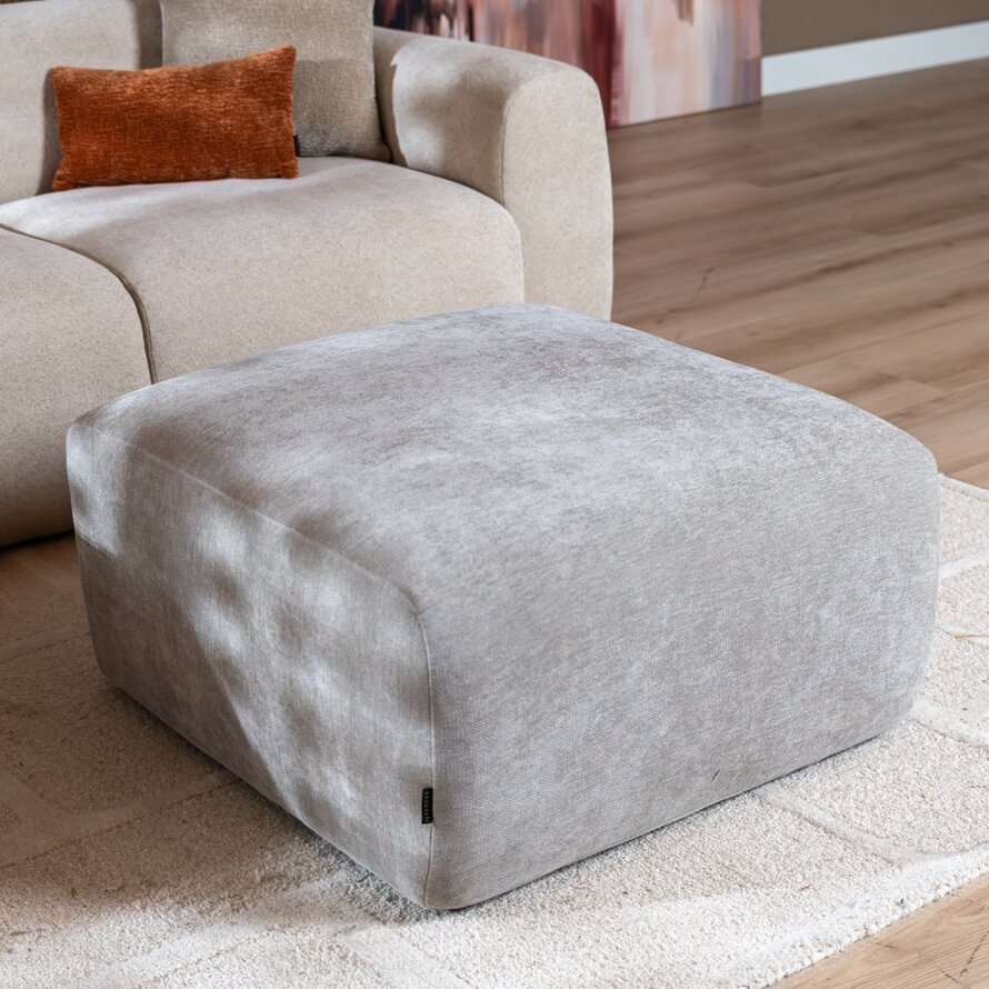 Hocker Maine gemêleerde stof taupe