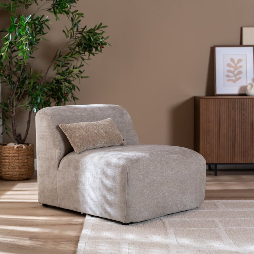 Fauteuil Maine gemêleerde stof taupe