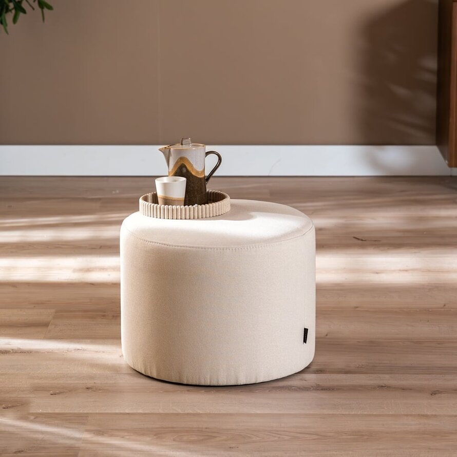 Poef/hocker Hilda off white polyester