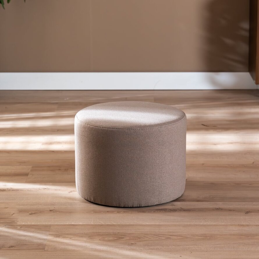 Poef/hocker Hilda taupe polyester