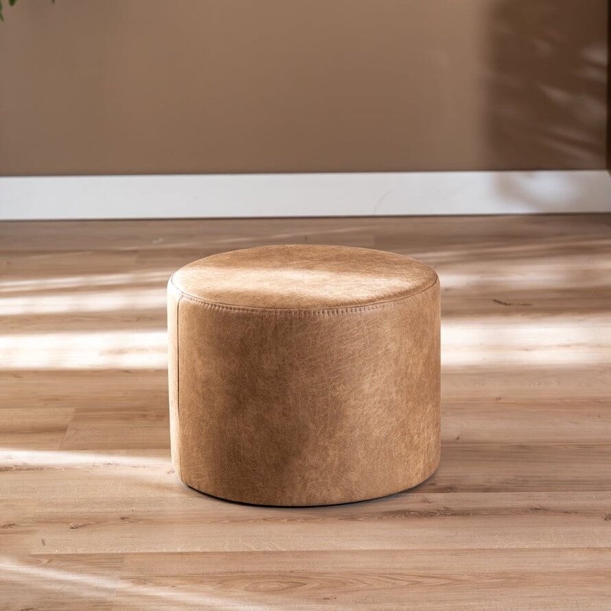 Poef/Hocker Kyla beige eco-leer