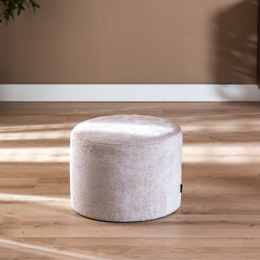Poef/Hocker Nora taupe bouclé
