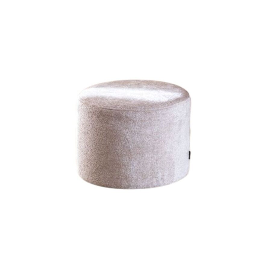 Poef/hocker Juna wit/beige chenille stof