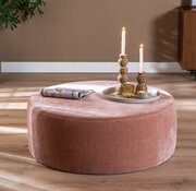 Bronx71 Poef Chloe rond chenille roze ø100 cm
