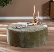 Bronx71 Poef Chloe rond chenille groen ø100 cm