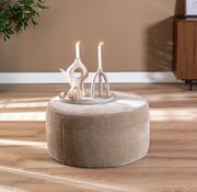 Bronx71 Poef Chloe rond chenille taupe ø70 cm